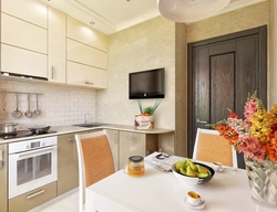 Light kitchen design with TV