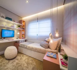 Rectangular bedroom design for girls