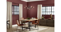 Kitchen design with burgundy chairs