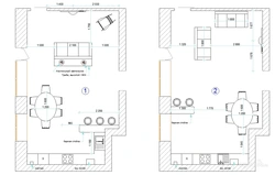 Living room kitchen design with dimensions