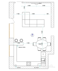 Living room kitchen design with dimensions
