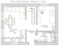 Дызайн кухні гасцінай з памерамі