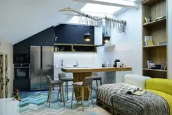 Kitchen living room in the attic design
