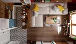 Kitchen living room design top view