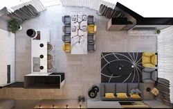 Kitchen living room design top view