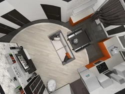 Kitchen living room design top view