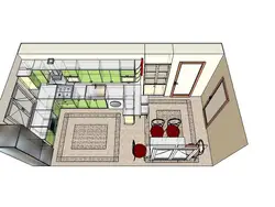 Kitchen living room design top view