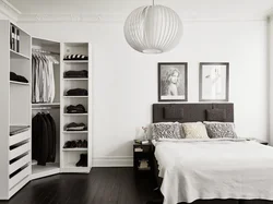 Bedroom design with black wardrobe