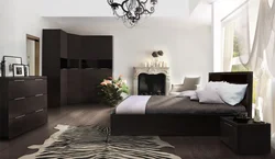 Bedroom design with black wardrobe