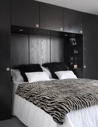 Bedroom design with black wardrobe