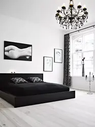 Bedroom design with black wardrobe