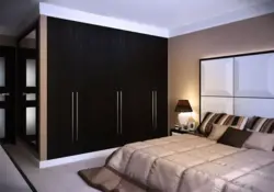 Bedroom design with black wardrobe