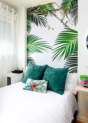 Bedroom design with palm leaves