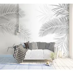 Bedroom design with palm leaves