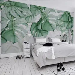 Bedroom design with palm leaves