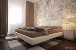 Bedroom design with coffee wallpaper