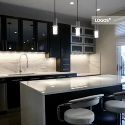 Kitchen design with black lamps