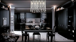 Kitchen design with black lamps