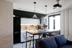 G'ishtli loft oshxona dizayni