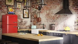 Loft Kitchen Design With Brick