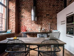 Loft Kitchen Design With Brick