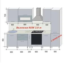 Design of straight kitchens with dishwasher