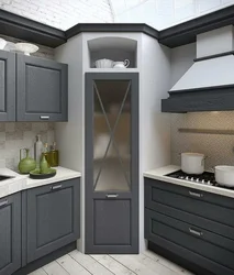 Small kitchen design refrigerator in the corner
