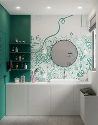 Bathroom design with pictures on the wall