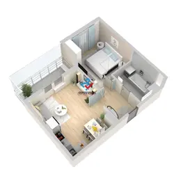 Design of a 2-room apartment with a loggia