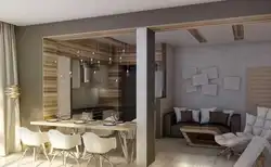 Дизайн Гостиной С Кухней И Столб
