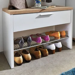 Design of a shoe rack with a seat in the hallway