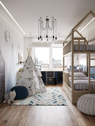Design of an adult bedroom with 2 children