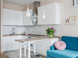 Corner kitchen design and small living room