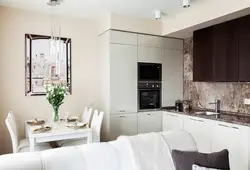 Corner Kitchen Design And Small Living Room