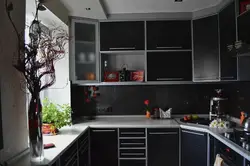 Kitchen design in black Khrushchev