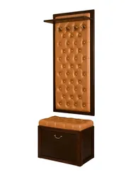 Hallway design with shoe rack and ottoman