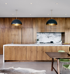 Wooden Kitchen Design With Marble Countertops