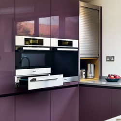 Kitchen design with microwave cabinet