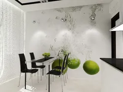 Kitchen design with a pattern on the entire wall