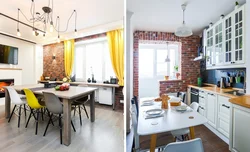 Loft üslubunda mətbəx üçün pəncərə dizaynı