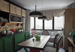 Window design for kitchen in loft style
