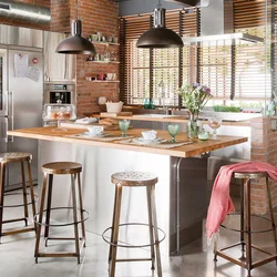Window design for kitchen in loft style