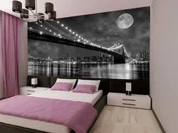 Bedroom design with a painting on the entire wall