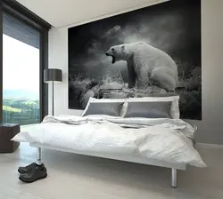 Bedroom design with a painting on the entire wall