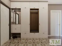 Hallway design with soft seat and mirrors