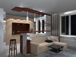 Design Of A Studio Room With A Kitchen In The House