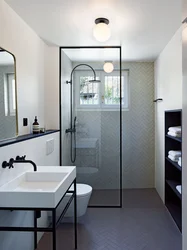 Shower room design without a bathtub with a window