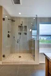 Shower room design without a bathtub with a window