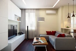 Living room 14 sq m design with balcony