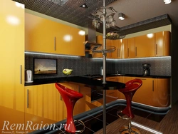 Kitchen 8 sqm design with bar counter